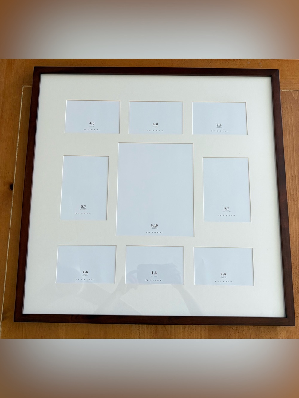 Pottery Barn Wood Gallery 9 Opening Collage Frame, Dark Walnut, NIB